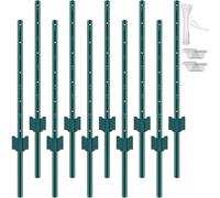 VEVOR Poteau de Clôture en Métal 91,44 cm, Lot de 10, Piquets de Clôture en Acier au Carbone Robuste, Poteaux Métalliques pour Jardin, Pelouse, Fermes, Clôtures Extérieures, Potagers, Routes, Vert