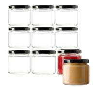Lot de 10 Pots Confiture 150ml avec Couvercles - Bocaux à Vis Étanches & Lavables Lave-Vaisselle, Convient comme bocal Mason et verre de fermentation - pour confiture, yaourt (10, Transparent, 150 ML)