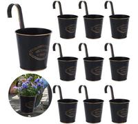 Lot de 10 pots suspendus vintage en métal pour balcon ou jardin, avec crochet rond.