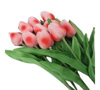 Lot de 10 pour mini pour tulipes en PU Doux pour Décoration Lot | Toucher réaliste, matériau PU hydratant, tige 31cm, pour fleur 4.5cm, pour idéal vase décoratif(Pink)