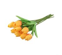 Lot de 10 pour mini pour tulipes en PU Doux pour Décoration Lot | Toucher réaliste, matériau PU hydratant, tige 31cm, pour fleur 4.5cm, pour idéal vase décoratif(Sunset Red)