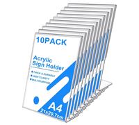 Lot de 10 présentoirs en acrylique transparent pour documents A4, supports de table