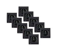 Lot de 10 Prise 2P+T Anthracite Delta Iris + Plaque Anthracite-SIEMENS