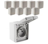 Lot de 10 prises 16A 2P+T étanches IP55 - gris - Orok - Zenitech