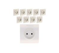 - Lot de 10 prises 2 pôles encastrables Diwone - blanc
