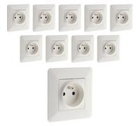 Lot de 10 prises 2P+T 16A simple Blanc - Artezo G
