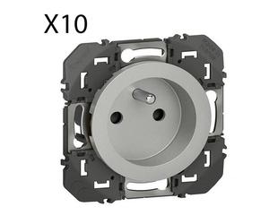 Lot de 10 Prises de courant 2P+T à puits LEGRAND dooxie 16A finition alu