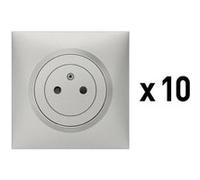 Legrand Dooxie One - Lot de 10 prises 2P+T 16A surface alu prêt à poser