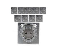 - Lot de 10 prises de sol 16A 2P+T finition alu brossé - IP55 simples