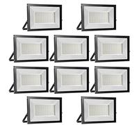 Lot de 10 Projecteur LED 150W 15000LM, 6000K Blanc Froid Super Lumineux, Spot Extérieur, Lumière de Sécurité IP65 Étanche Verre Trempé à Grain Fin, Floodlight pour Entrée Terrasse Square Usine