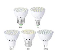 Lot de 10, projecteur LED AC220V SMD2835-48/60/80, ampoules | Spot MR16/GU10/E27/E14(Warm White,E14 60leds 7W)