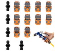 Lot de 10 raccords de tuyau 1/2" avec 5 raccords doubles | Rallonge de tuyau d'arrosage, pour la famille, accessoire de raccord de tuyau Gardena, matériau ABS TPR