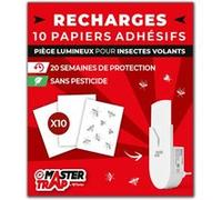 Lot de 10 recharges pour piège lumineux insectes volants- MASTER TRAP BY FAVEX- Anti-insectes volants, moucherons - Adhésives