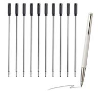 Lot de 10 Recharges pour Stylo Bille Noir Pointe Moyenne 11,6 cm Compatible Cross 8513 Cartouches d'encre Gel en Acier Inoxydable Durable
