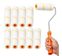 Lot de 10 rouleaux de peinture en microfibre avec poignée | Kit d'outils de rouleau de peinture pour bords coins, mastic murs, plafonds, sols, surfaces intérieures, maison, appartement