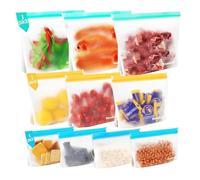 Lot de 10 Sac Congelation Reutilisable et Stand Up, Sac Congelation Zip pour Aliments, Sac à Sandwich Sacs de Rangement Réutilisables, Sacs de Congélation en Silicone Sans BPA