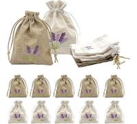 Lot de 10 sachets de parfum lavande vides à remplir - Sachets en toile de jute avec cordon de serrage - Sac de lavande séché naturel pour bijoux de mariage, épices et herbes