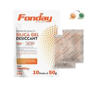 Lot de 10 sachets déshydratants rechargeables en gel de silice,50 g,Qualité alimentaire,Réactivation rapide,Indication d'humidité,Orange à vert,Pour placard, outils, médicaments alimentaires