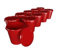 Lot de 10 seaux avec couvercle - 30 l - Fabriqués en Allemagne - Qualité alimentaire - Stable et hermétique - Pour le stockage des aliments, des fournitures de bureau, de la chambre d'enfant, de la