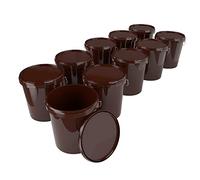 Lot de 10 seaux avec Couvercle - Marron - 16 l - Qualité Alimentaire - Étanche et Stable - Seau Vide avec poignée et Couvercle - pour Produits Alimentaires