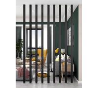Lot de 10 séparateurs de pièce décoratifs à lattes en bois - Du sol au plafond pour chambre à coucher, bureau, porte - Grands panneaux noirs (304,8 cm) - Décoration d'intérieur moderne et élégante