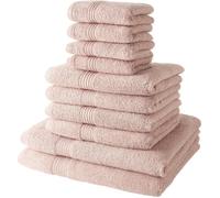 Today Lot de 10 serviettes de bain 100% coton 4x30x50 4x50x90 2x70x130 Rose