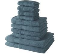 Today Lot de 10 serviettes de bain Paon : 4 serviettes 30x50 cm + 4 serviettes 50x90 cm + 2 draps de bain 70x130 cm - 100% Coton