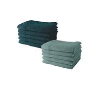 Today Serviettes de toilette 50x90 cm 100% coton - Lot de 10 (5 paon + 5 celadon)