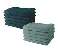 Today Serviettes de toilette 50x90 cm 100% coton - Lot de 10 (5 paon + 5 celadon)