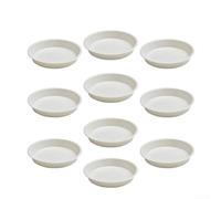 Lot de 10 soucoupes rondes blanches pour pots de fleurs succulentes - Plateau en plastique à bord plat - Attrape-eau - Pour intérieur ou extérieur, jardin, balcon, bureau, décoration de 11,5 cm à 17,8