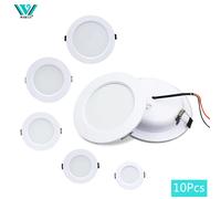 Lot de 10 spots LED encastrables blancs 5W 9W 12W 15W 18W, plafonnier LED rond DC 12V 24V AC 110V 220V pour chambre à coucher, éclairage LED intérieur
