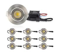 Lot de 10 spots LED encastrables de qualité supérieure - 3 x 1 W - IP65 - Étanche - Pour armoire - Éclairage COB - Mini LED (nickel satiné 3000 K)