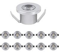 Lot de 10 spots LED, mini-spots encastrables 1 W, spots encastrables 12 V 3000 K, pour la cuisine, le salon, l'éclairage d'armoires, de vitrines et d'escaliers, couleur argent