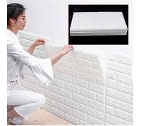 Lot de 10 stickers muraux 3D brique blancs 6 mm auto-adhésifs 77×70 cm - papier peint mousse PE étanche