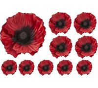 Lot de 10 stickers muraux pour voiture Motif coquelicot rouge