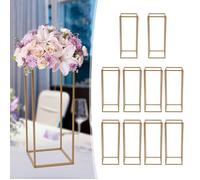 Lot de 10 supports de fleurs en métal doré de 60 cm de haut pour table de mariage, salon, cafés, bars et hôtels - Doré