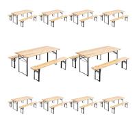 Lot de 10 table brasserie et 2 bancs en bois pliants 177x80x76cm - Oviala Munich