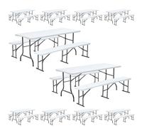 Lot de 10 tables et bancs pliants 180 cm - Oviala REKKEM