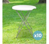 SKYLANTERN Lot de 10 Tables Hautes Mange Debout Pliante Grand Plateau 80 cm - Hauteur 1,10M - Table Pliante Mange Debout Grande Capacité idéal pour Cérémonies