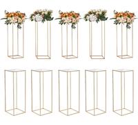 lot de 10 tabourets à fleurs Angulaire 28x28x80cm Porte-fleurs Fer Table d'appoint Moderne Colonne à fleurs Or-Galvanisation Tabouret à plantes Support à plantes Support métallique pour décoration de 