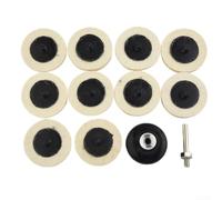 Lot de 10 tampons de polissage en feutre de laine compressée de 50 mm de diamètre avec support pour perceuses à polir l'acier chromé bois et synthétiques Blanc