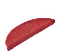 Lot de 10 tapis d'escalier semi-circulaires rouges 56 x 17 x 3 cm | 100 % polypropylène matelassé, lavable, pliable, avec ruban adhésif double face, insonorisant, anti-rayures, poils de 3,5 mm