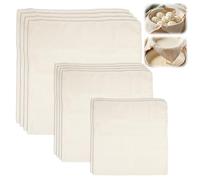 Lot de 10 Tissu Filtrant Réutilisable, 40x40/50x50/60x60cm | en Coton, Non Blanchi, étamine Alimentaire, Lavable étamine Tissu pour Filtrer Fromage Beurre jus Lait de Noix