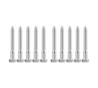 Lot de 10 vis à bois hexagonales de 1,27 x 10,2 cm - En acier inoxydable 304 - Filetage partiel - Pour la construction de terrasses, l'extérieur et les applications industrielles