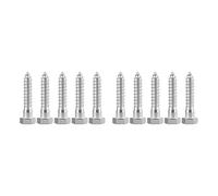 Lot de 10 vis à bois hexagonales en acier inoxydable 304, filetage partiel, pour la construction de terrasses, l'extérieur et les applications industrielles