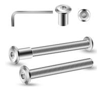 Lot de 10 vis de connexion M6 x 65 mm, vis à douille, vis de meubles, connecteur de meubles pour meubles, armoires (10 vis de meubles, 10 écrous douilles, 1 llen)