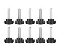 Lot de 10 vis M8 à filetage mâle avec tête en plastique mat en acier au carbone galvanisé pour perceuse, presse et outils de travail du bois, noir et blanc, 35 mm de long, très résistants (20 noirs)
