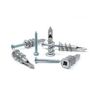 Lot de 100 ancrages autoperceuses en alliage de zinc pour cloison sèche avec kit de vis pour plaque de plâtre murale