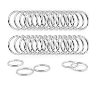 Lot de 100 anneaux porte-clés plats - 25 mm - En acier trempé + protection contre la rouille - Pour clés de maison - Petites clés de voiture