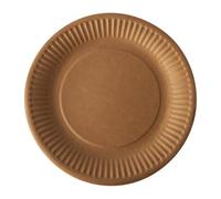 Lot de 100 assiettes rondes en carton pur marron Ø 19 cm